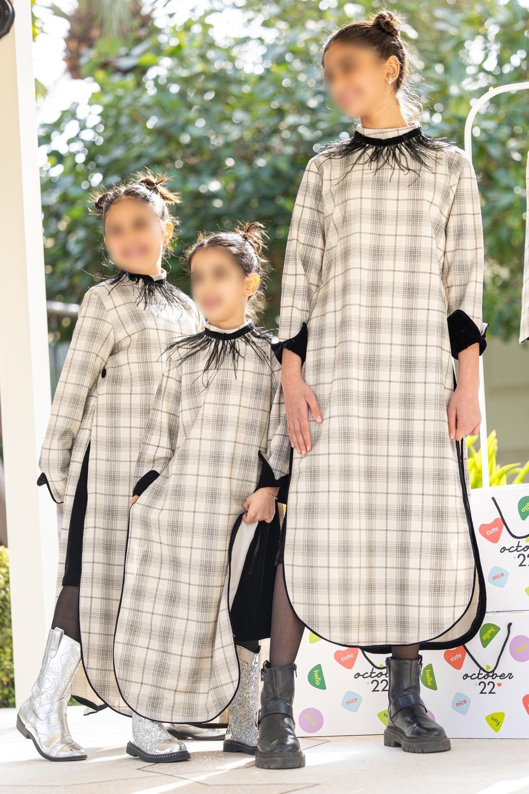 Model 4 | plaid pattern dress +black velvet short