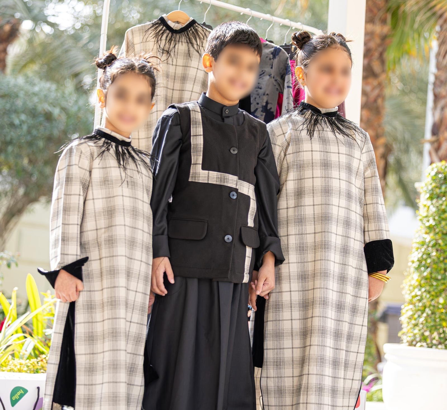 Model 4 | plaid pattern dress +black velvet short